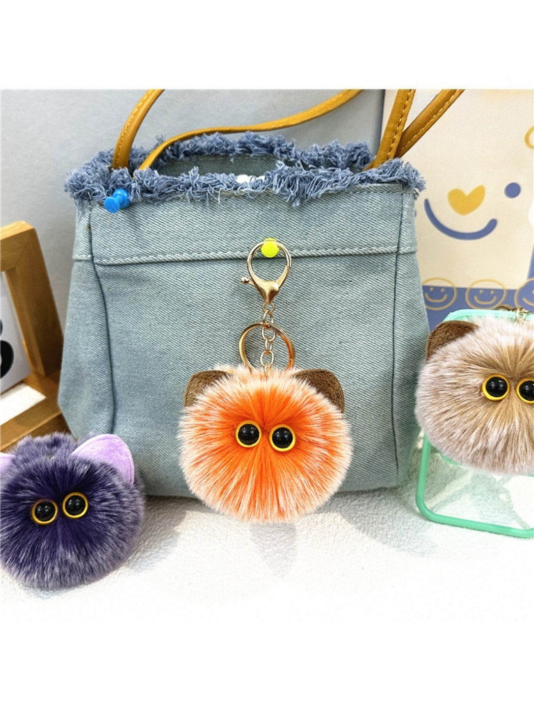 Keypus - Cat Pompom Bag Charm Keychain