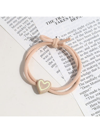 Gifty - Elastic Heart Detail Ponytail Polyester Hair Tie