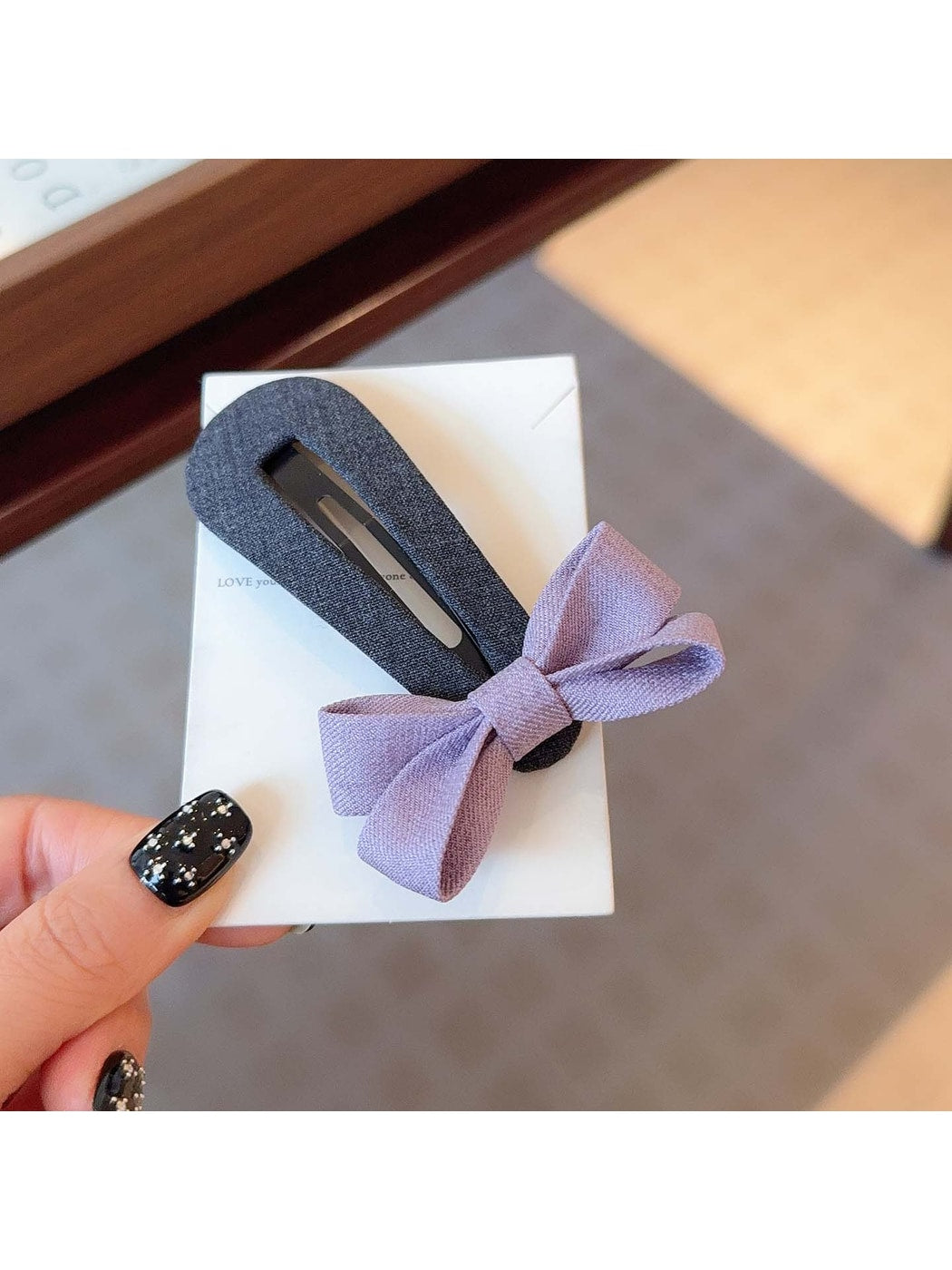 Beau - Simple Bow Side Hair Snap Barrette Clip