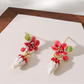 Earedge - Glossy Strawberry Floral Alloy Stud Earrings