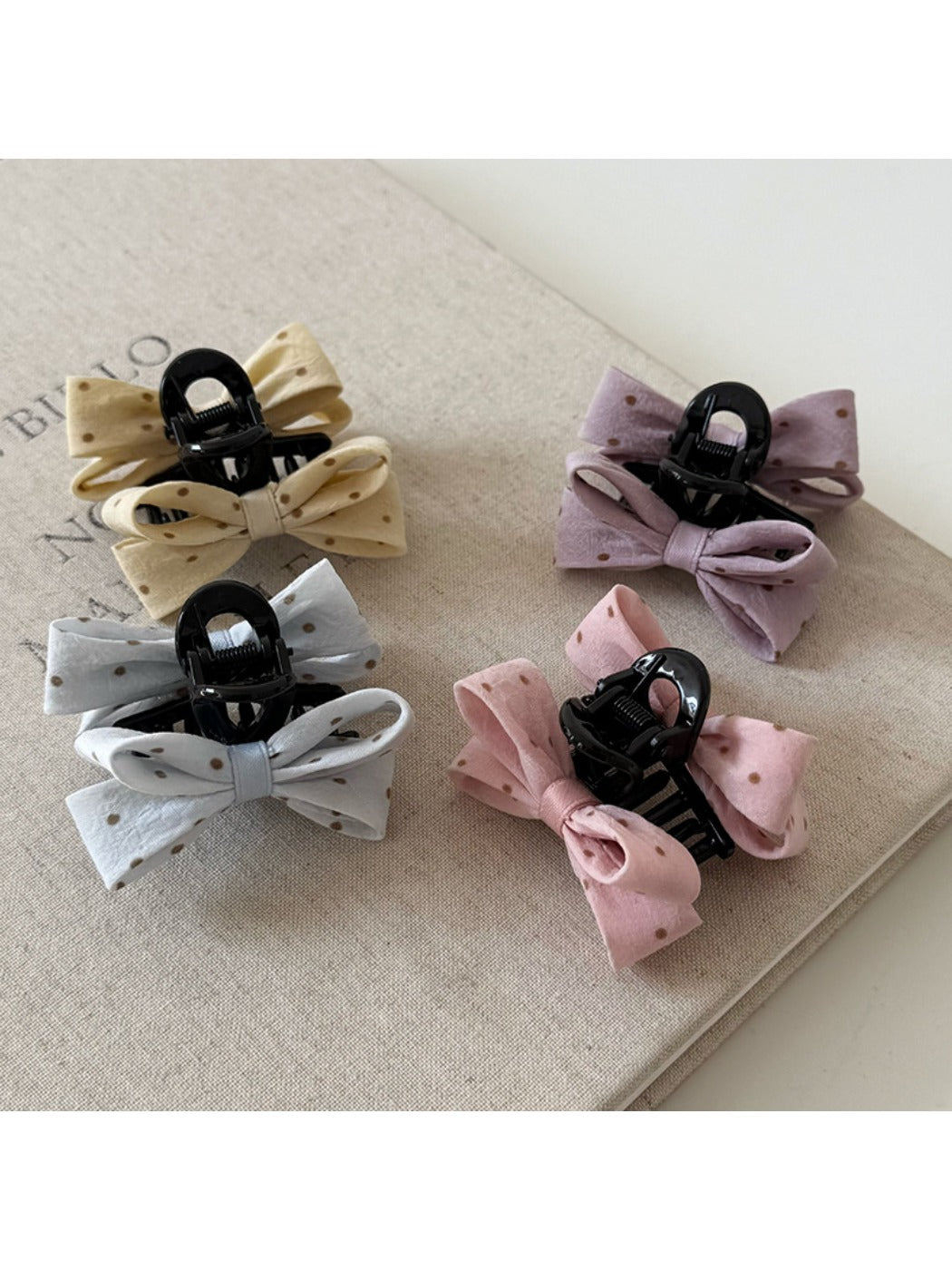 Beau - Polka Dot Bow Hair Claw Clip