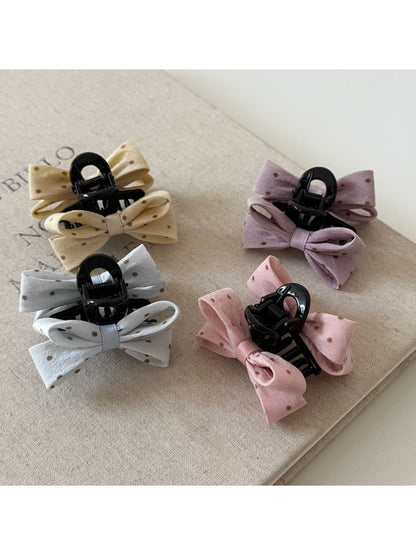 Beau - Polka Dot Bow Hair Claw Clip