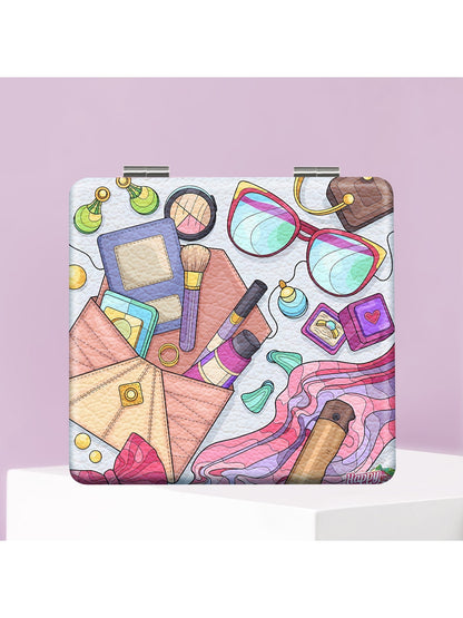 Mirroray - Cartoon Print Portable Folding Makeup Mirror