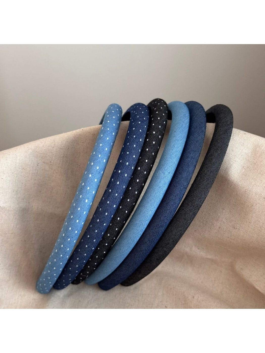 Gifty - Padded Dotted Denim Look Headband
