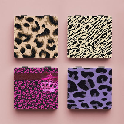 Mirroray - Leopard Print PU Foldable Makeup Mirror