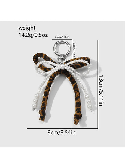 Keypus - Y2K Style Beaded Bow Pendant Alloy Keychain