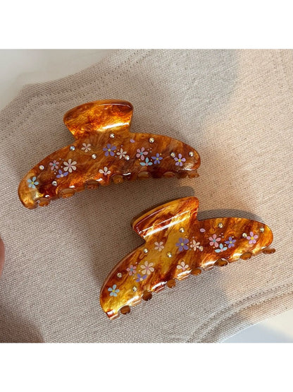 Beau - Vintage Floral Half Circle Claw Clip