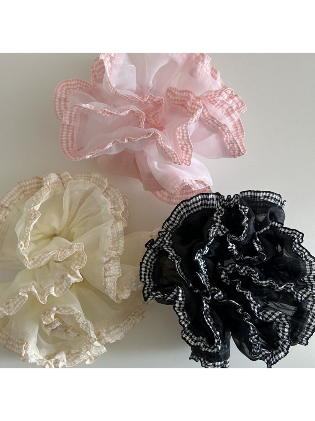Gifty - Double Layer Lace Trim Organza Scrunchie