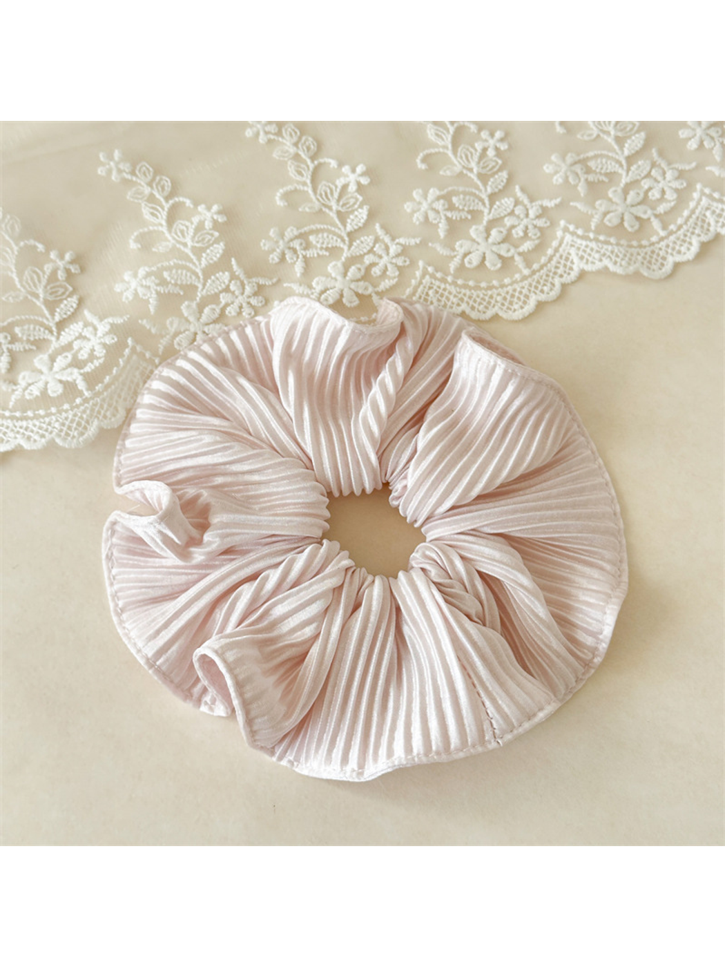 Gifty - Pleated Satin Look Ruffle Hair Scrunchie