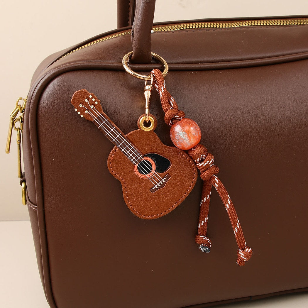 Keypus - Minimalist Guitar Pendant PU Bag Charm Keychain