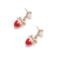Earedge - Sweet Strawberry Bow Dangle Drop Earrings