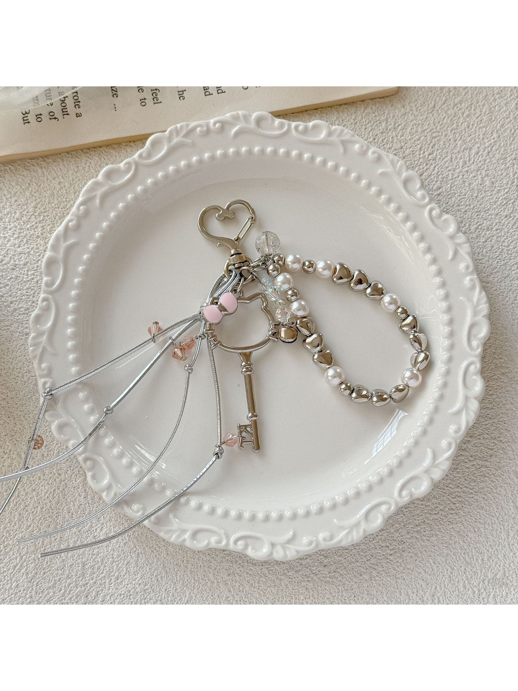 Keypus - Alloy Beaded Sweet Style Bag Charm Keychain