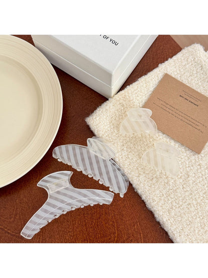 Beau - Striped Translucent Hair Claw Hair Clip