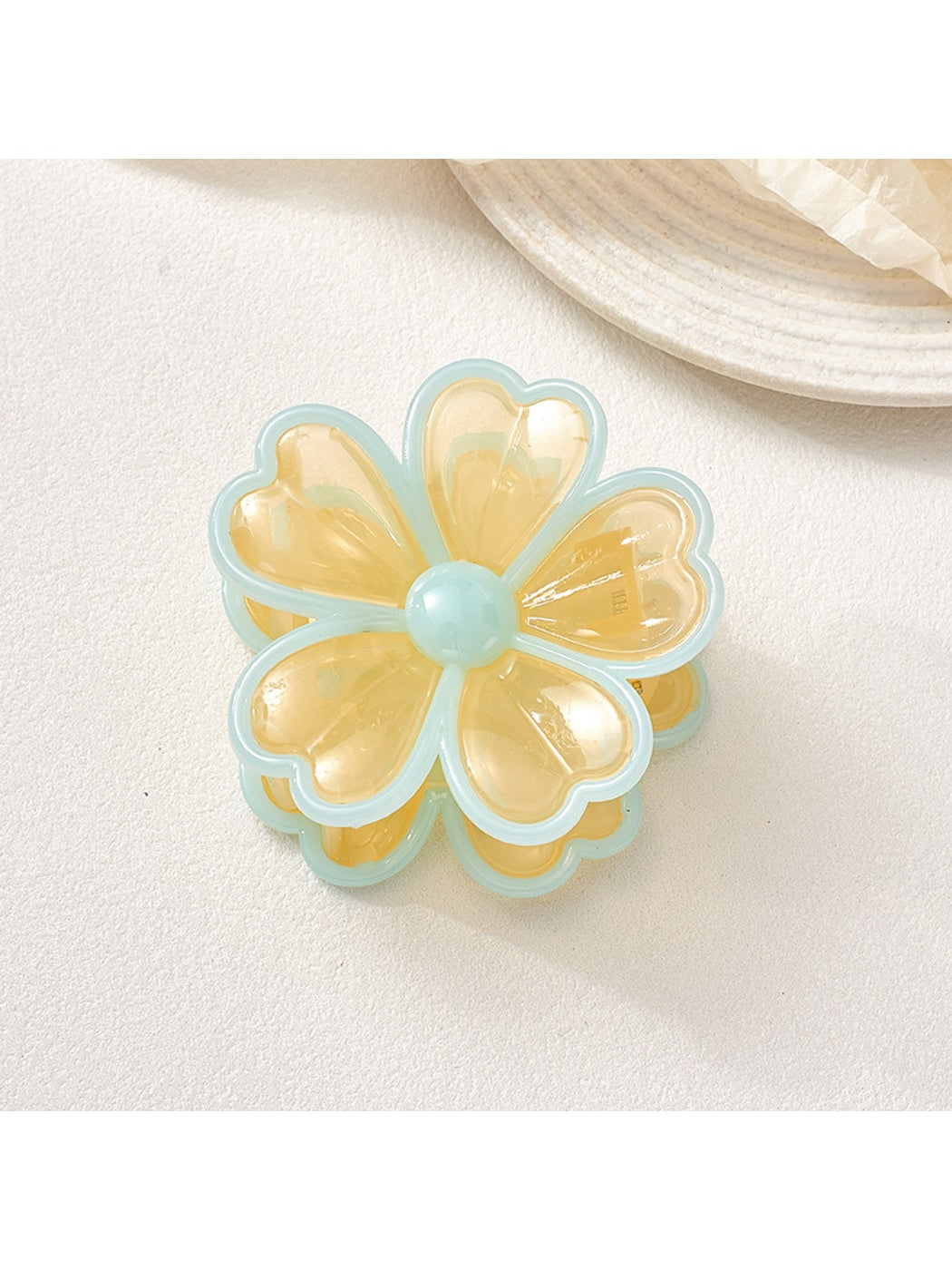 Beau - Glossy Petal Flower Plastic Hair Claw Clip
