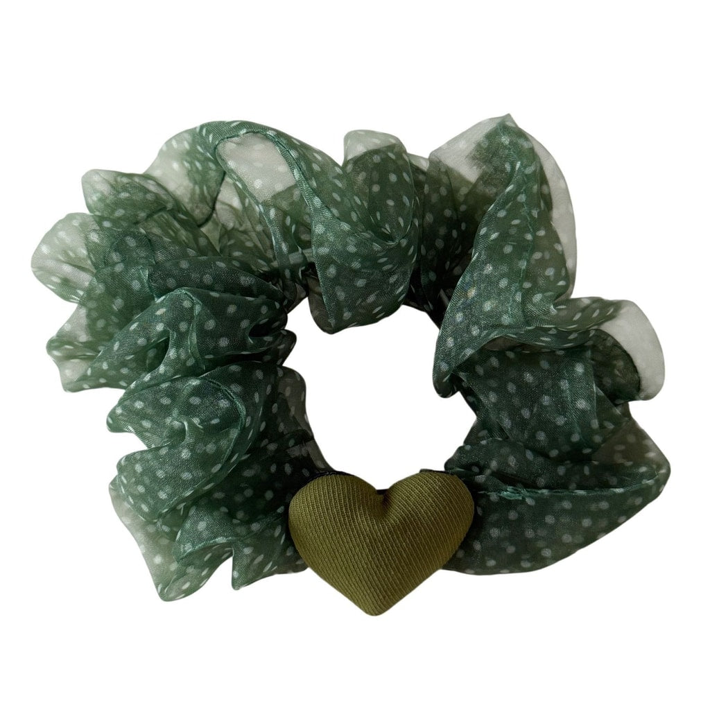Gifty - Heart Detail Print Mesh Scrunchie