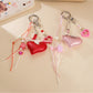 Keypus - Faux Leather Heart Bow Purse Charm Keychain