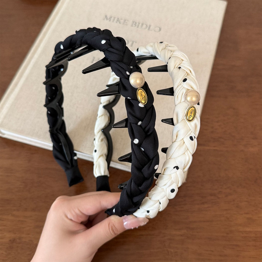 Gifty - Braided Polka Dot Toothed Women's Headband