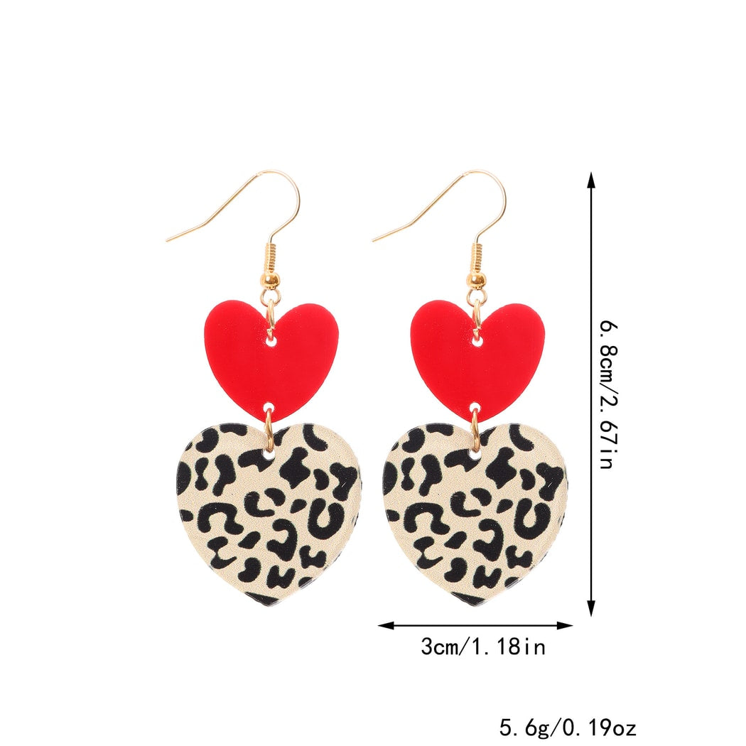 Earedge - Leopard Print Heart Shaped Earrings