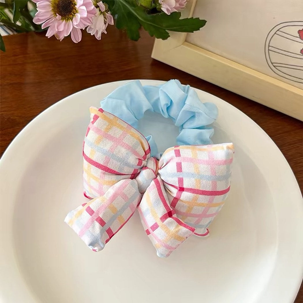 Gifty - Plaid Bow Detail Elastic Scrunchie