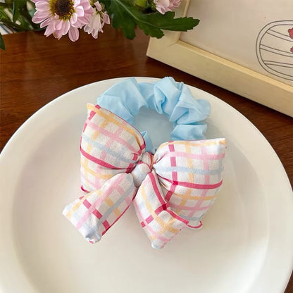 Gifty - Plaid Bow Detail Elastic Scrunchie