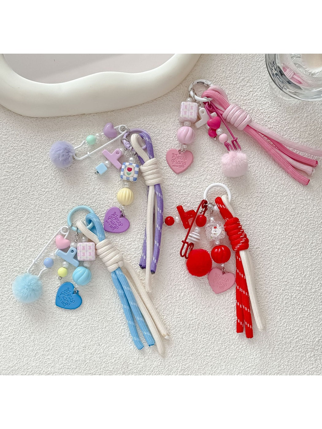 Keypus - Sweet Heart Tassel Beaded Key Ring Keychain