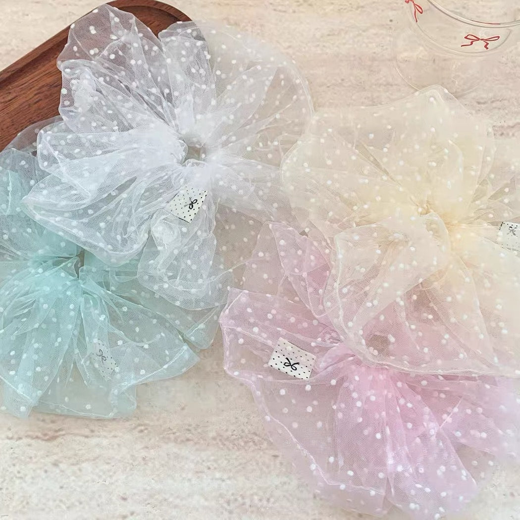 Gifty - Polka Dot Sheer Mesh Ponytail Scrunchie