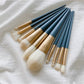 Smoosh 10 Piece Blue Makeup Brush with plaid pattern