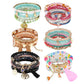 Side view of Lovra beaded bracelets stacked on a wrist with natural lighting