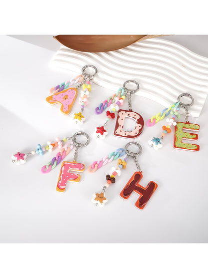 Keypus - Acrylic Letter Star Bead Chain Detail Keychain