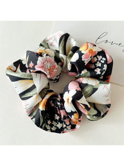 Gifty - Large Floral Satin Fabric Hair Scrunchie