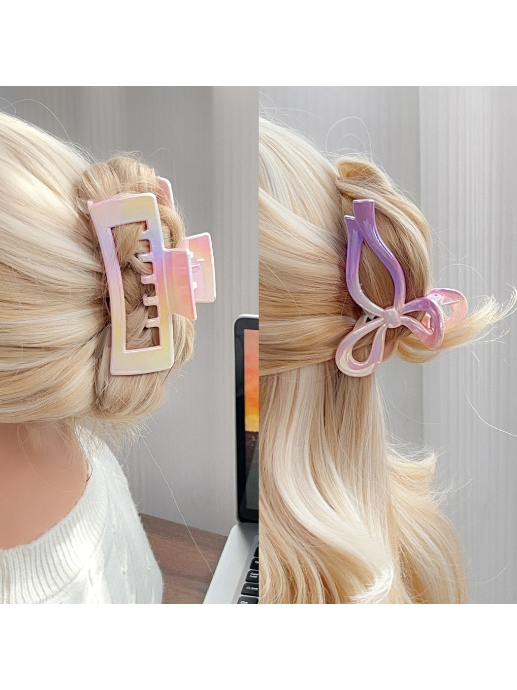 Beau - Gradient Plastic Square Shape Claw Clip