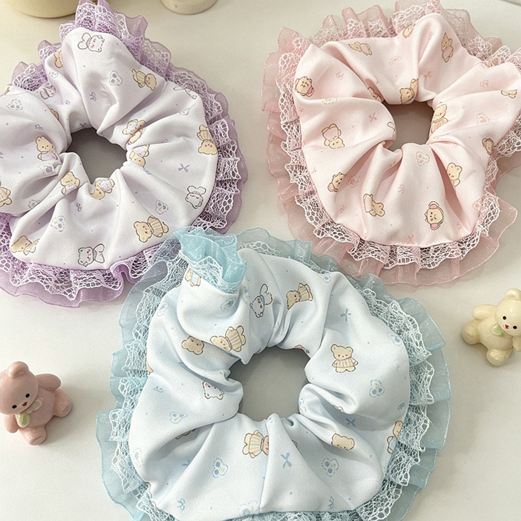 Gifty - Polyester Fabric Lace Ruffle Scrunchie