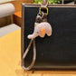 Elephant charm keychain attached to a backpack zipper pull