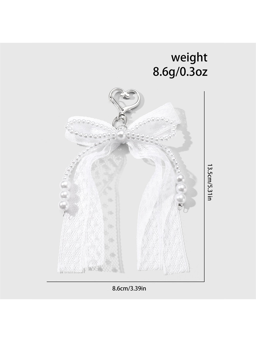 Keypus - Y2K Style Lace Bow Heart Keychain Bag Charm