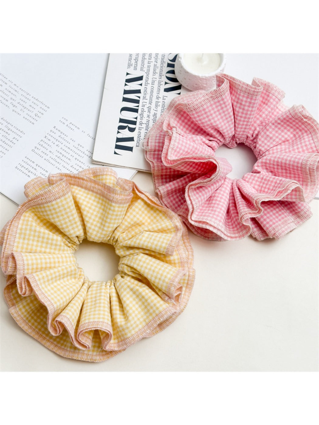 Gifty - Adorable Multicolor Plaid Fabric Scrunchie