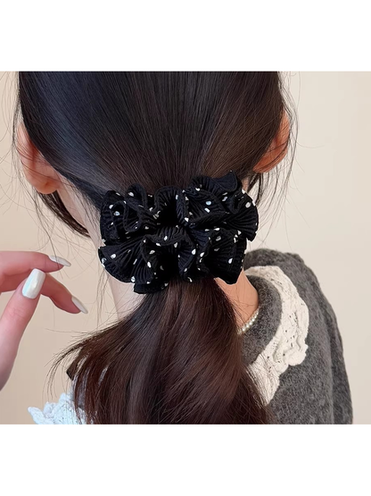 Gifty - Pleated Polka Dot High Stretch Scrunchie