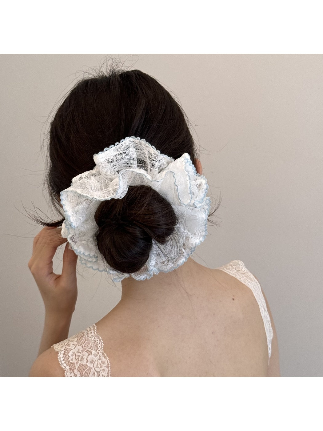 Gifty - Double Layer Lace Trim Polyester Scrunchie