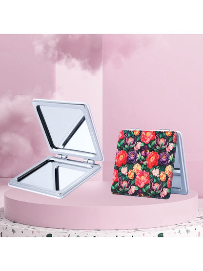 Mirroray - Lily Print PU Cover Folding Makeup Mirror