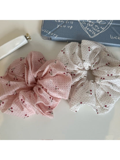 Gifty - Adorable Cherry Polka Dot Ruched Scrunchie