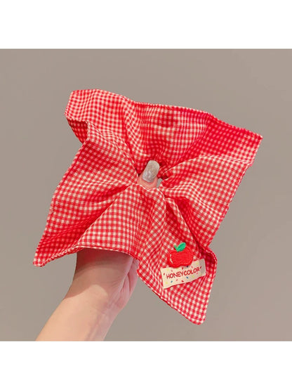 Gifty - Sweet Floral Checkered Scrunchie Headband