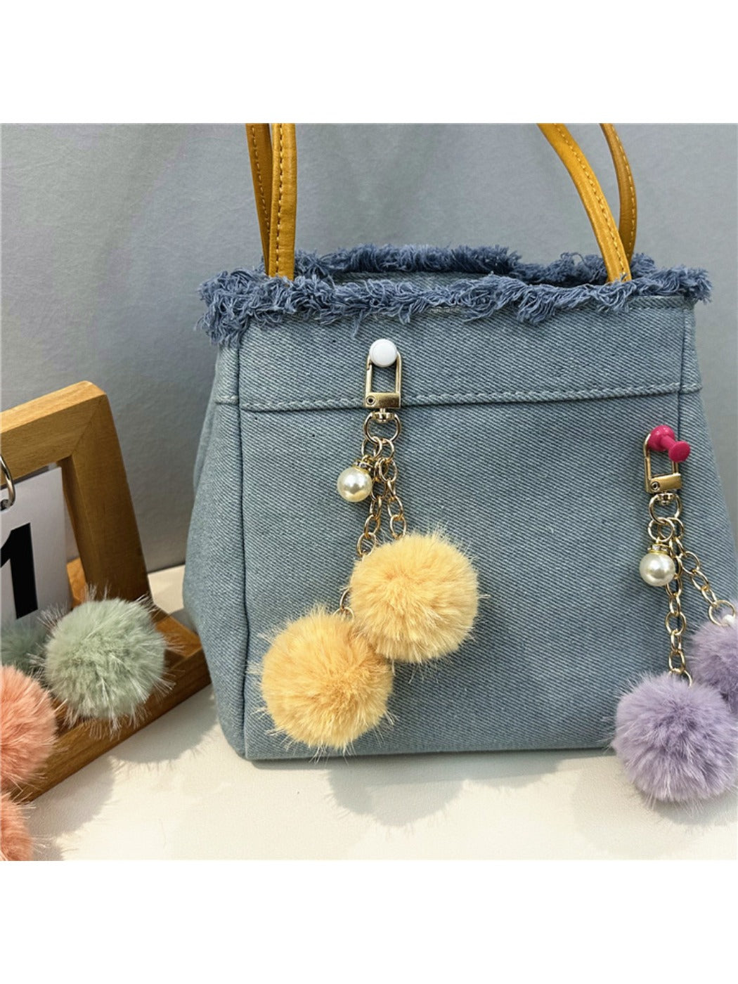 Keypus - Colorful Plush Pompom Bag Charm Keychain