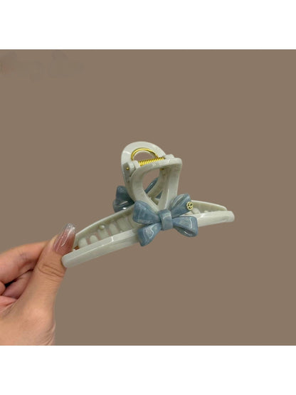 Beau - Blue Acetate Bow Shaped Hair Clip
