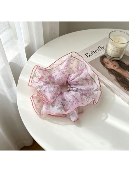 Gifty - Floral Print Multi-Layer Polyester Scrunchie