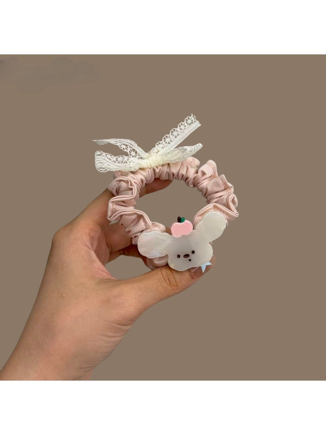 Gifty - Lace Bow Dog Motif Polyester Scrunchie