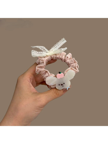 Gifty - Lace Bow Dog Motif Polyester Scrunchie