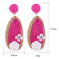Earedge - Rose Detail Teardrop Dangle Earrings