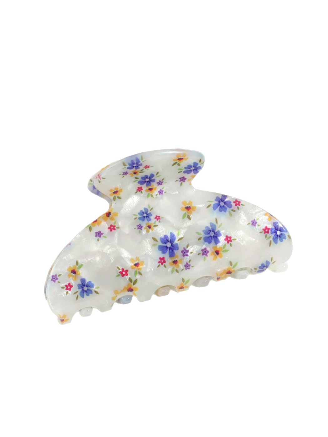 Beau - Half Circle Flower Print Painted Hair Claw Clip