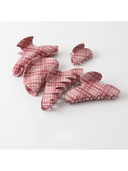 Beau - Pink Checkered Multi Shape PVC Claw Clip