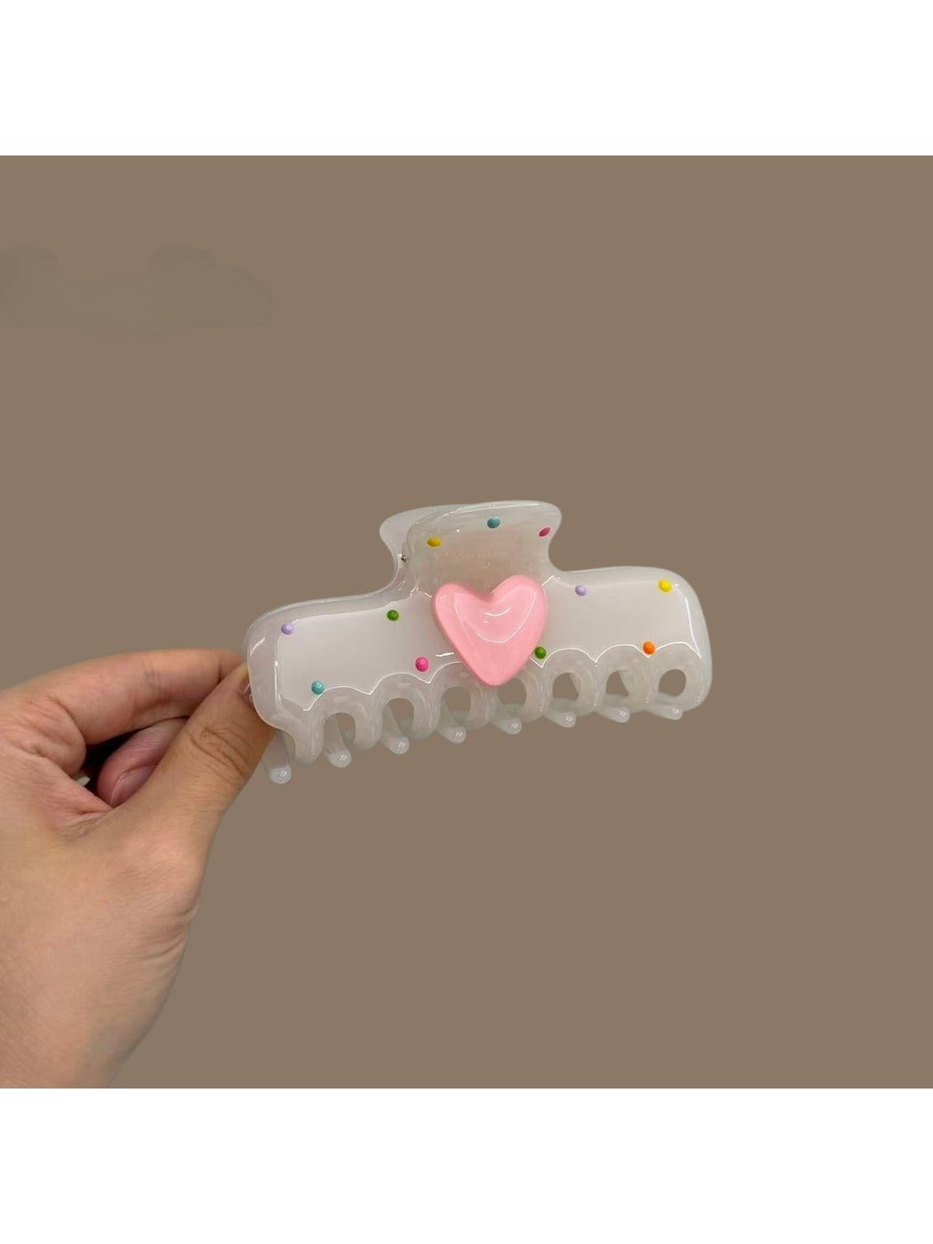 Beau - Sweet Style Heart Detail Polka Dot Claw Clip