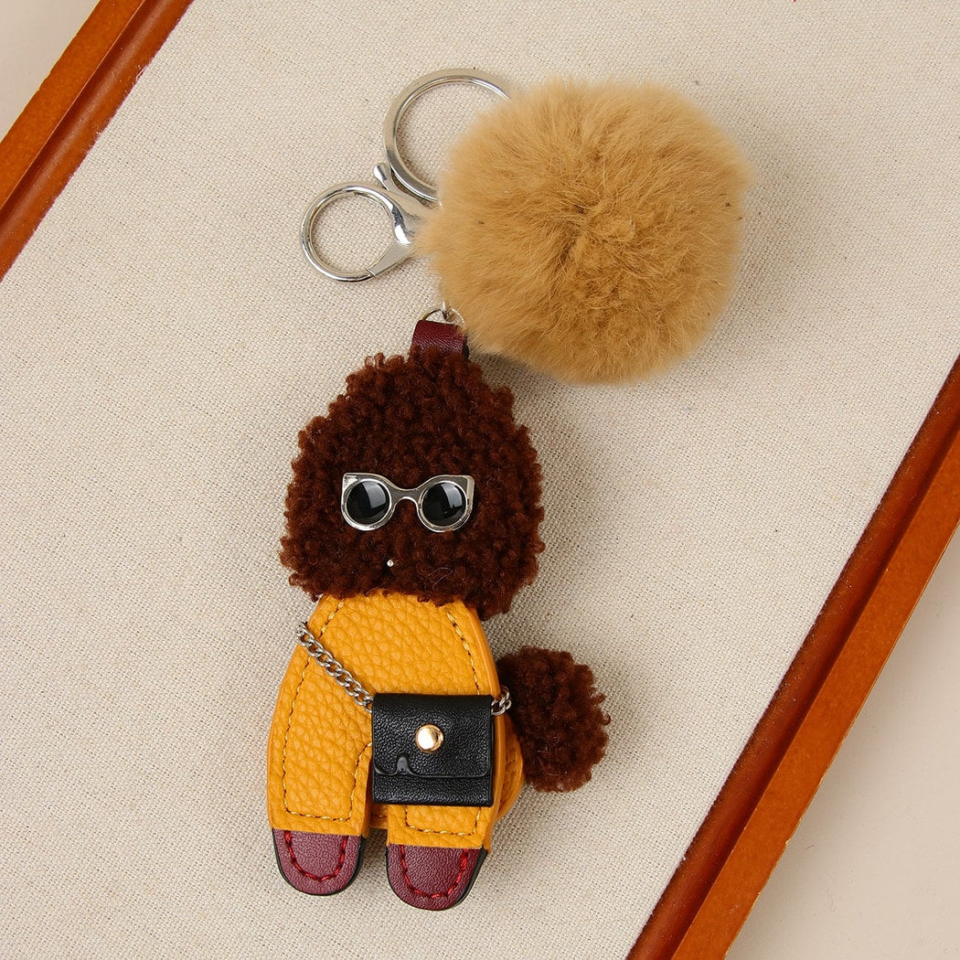 Keypus - PU Plush Cartoon Animal Pom Pom Keychain